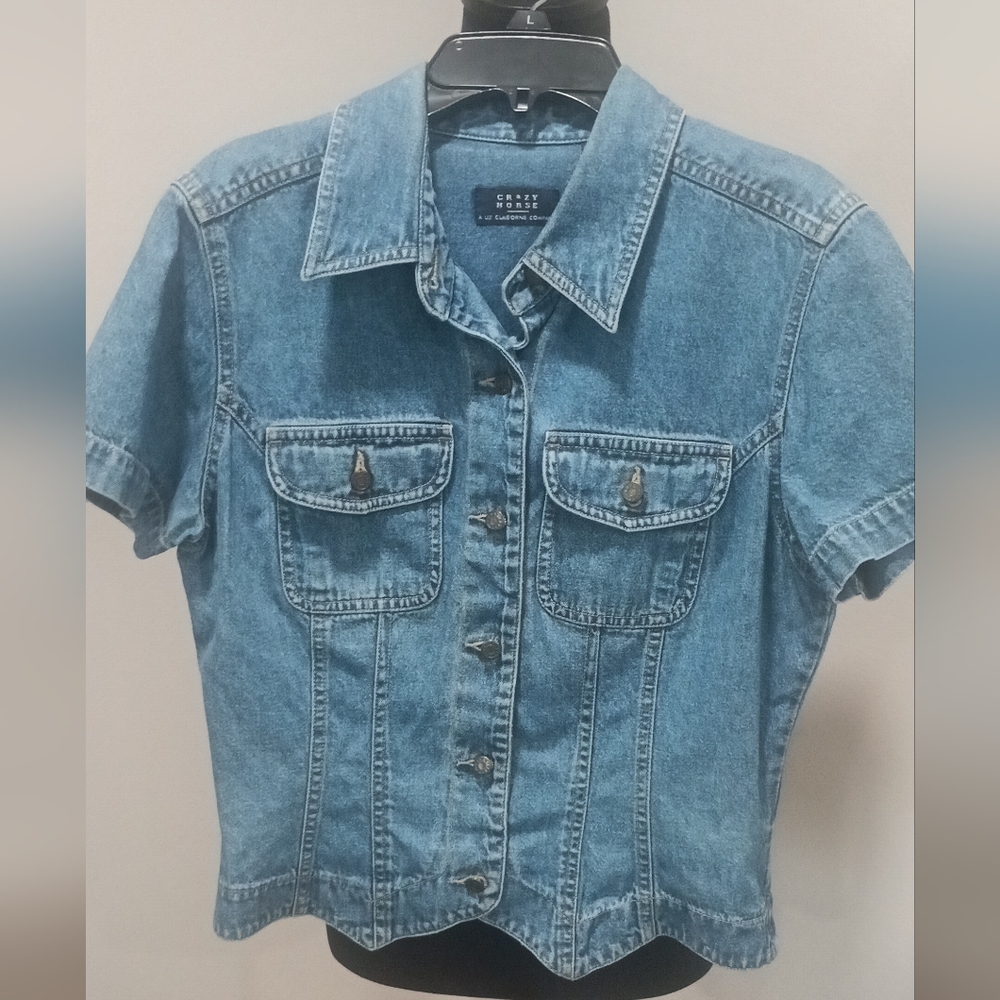 Liz Claiborne Blue Denim Button-Up Shirt